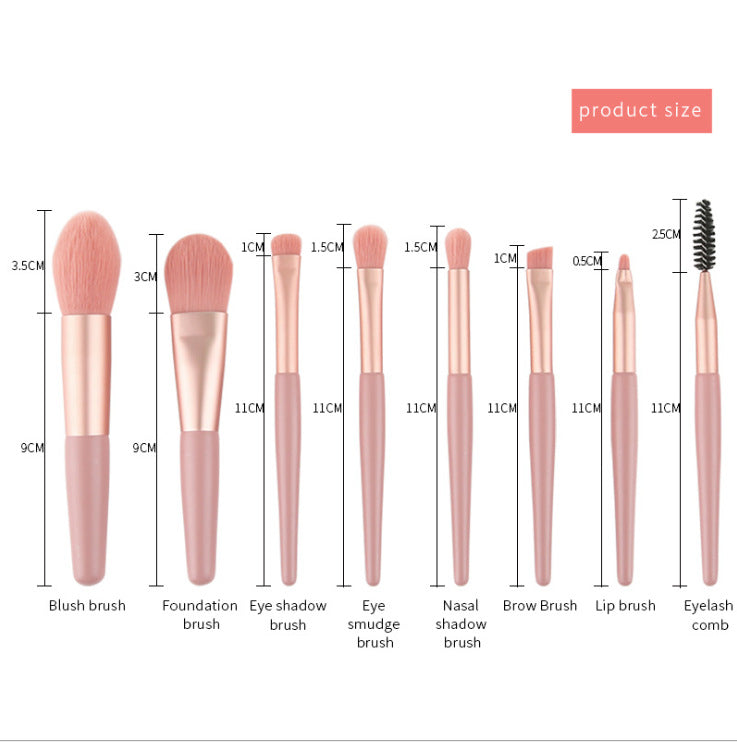 8 PCs Macarons Portable Mini Makeup Brushes